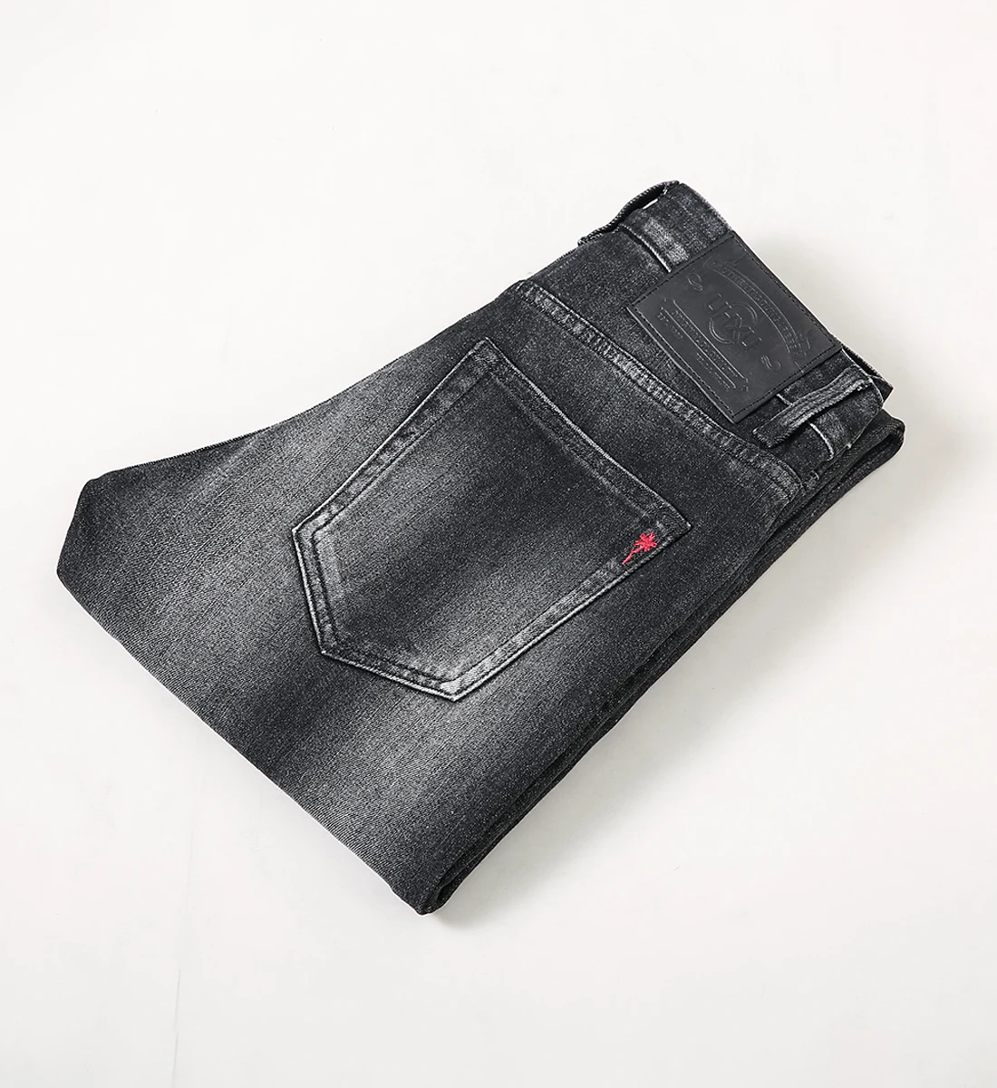 European Fashion Men Jeans High Quality Retro Black Gray Elastic Slim Fit Ripped Jeans Men Vintage Designer Denim Pants Hombre