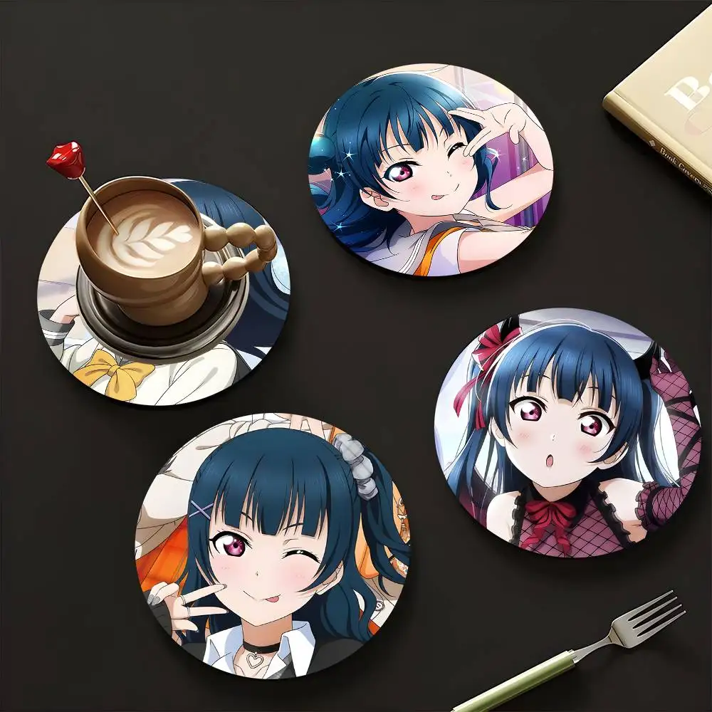 1pc Yoshiko Tsushima Anime Characters Wooden Coaster Colour Printing Cup Mat Home Desk Decoration Gifts