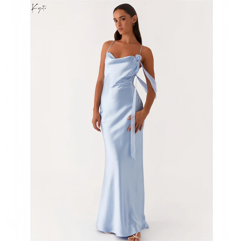 

Kyoto Customized Blue Flower Mermaid Bridesmaid Dresses Sexy Sleeveless robe mariage invité Floor-Length Wedding Guest Dresses