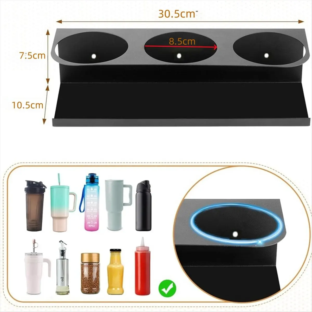 A67T NEW Cup Holder for 30/40 Oz Tumbler, Magnetic Cup Organizer Holder for Fridge, Cup Accessories 1 Pack