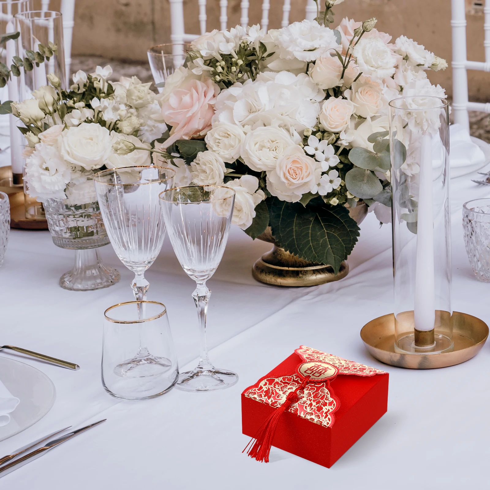

20 pcs Candy Bag Box Wedding Gift Favor Storage Case Red Party Bride Chinese Style Packaging Elegant Traditional Design