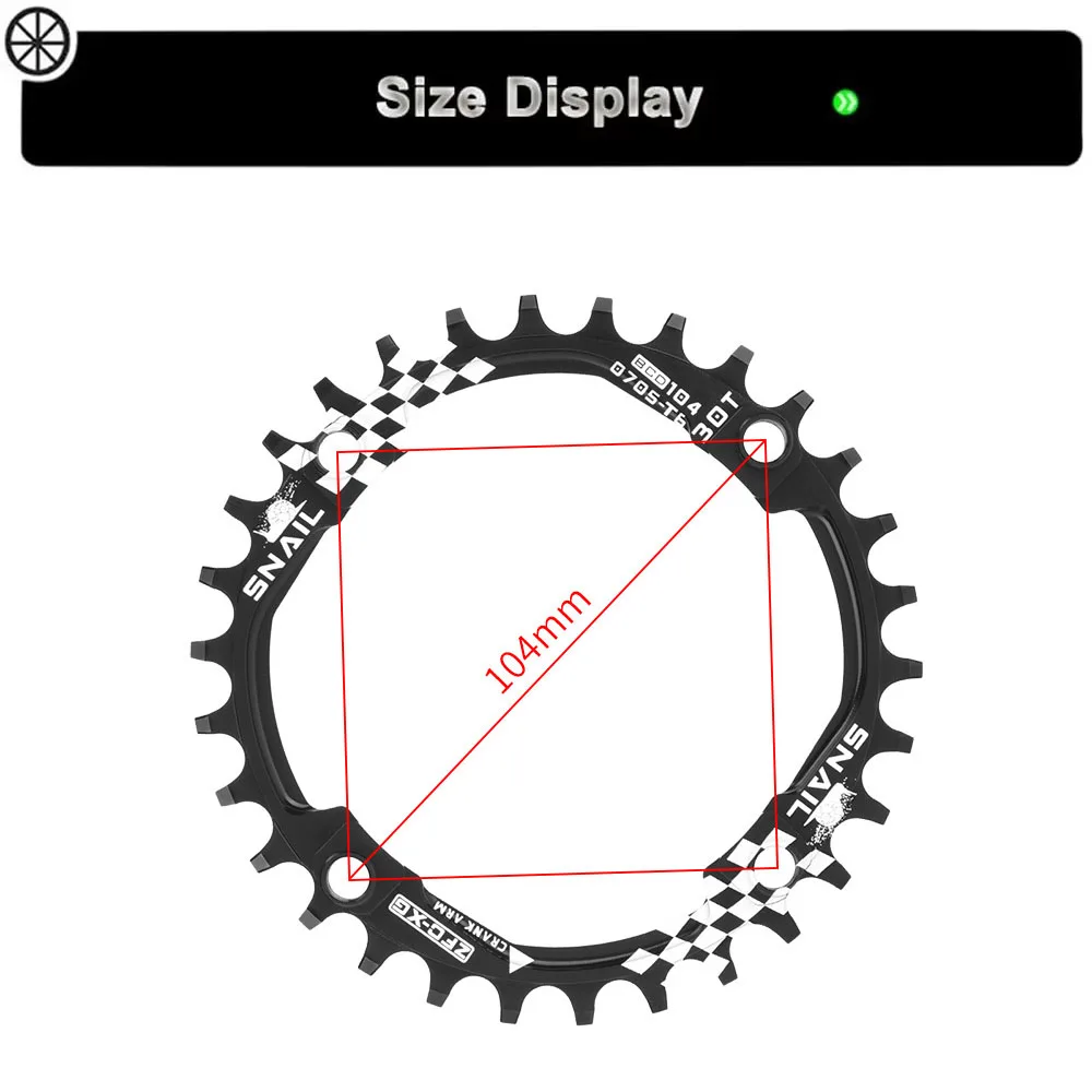 Snail 104BCD Chainring Round Bike 30T Tooth MTB Bike Mountain Bike ChainRing Chainwheel 104 BCD for Shimano/SRAM/FSA Crank 7-11S