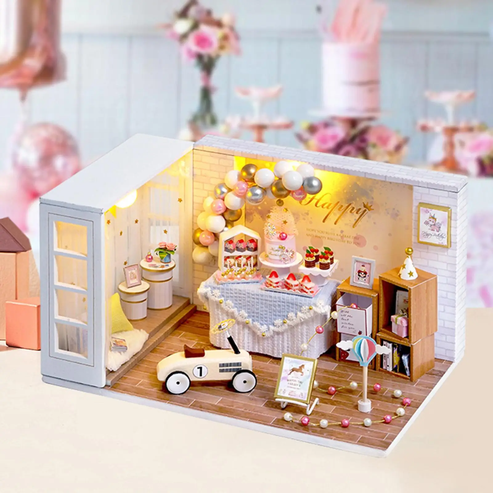 1/24 DIY Miniature Doll with Furniture Dust Proof Cover, 3D Wooden Creative Room, Presents