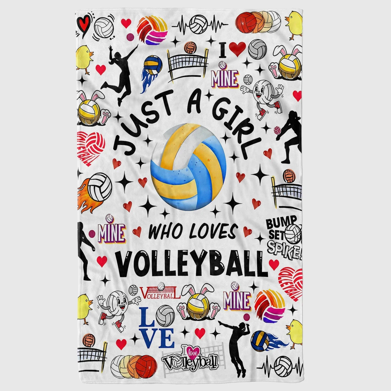 Just A Girl Who Loves Volleyball Cute Sports Fan Gift Throw Blanket for Gym Class or Game Day Decor