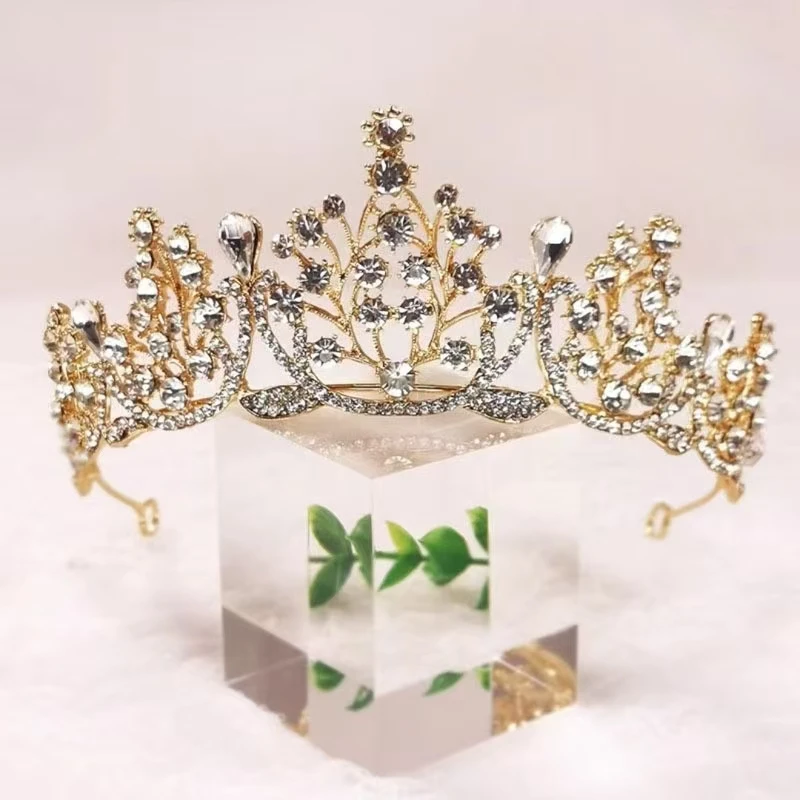 1 قطعة عصابات الباروك خمر كريستال التيجان العروس أغطية الرأس هالوين حفل زفاف الشعر مجوهرات حجر الراين تاج #3