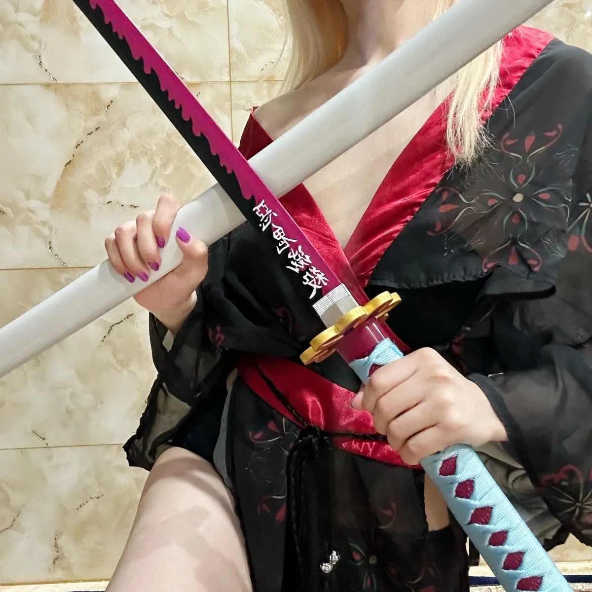 Épée Katana en bois de taille réelle, 39.3 pouces, 100cm, sabre de samouraï Original, couteau Ninja, accessoires de Cosplay, jouet, épée Katana Anime