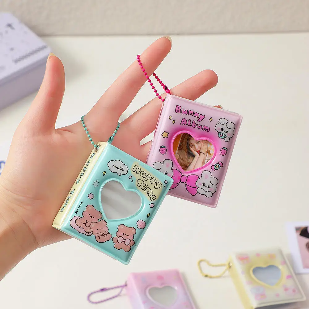 Cartoon 2-Inch Mini Album Girl Love Hollow Out Big Head Sticker Storage Booklet Key Chain Hanger Card Booklet