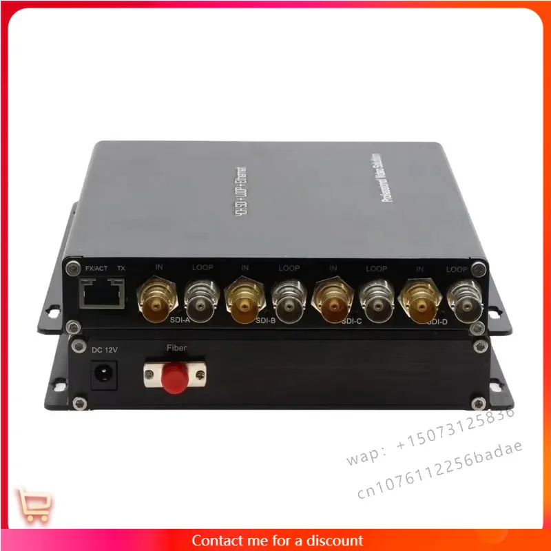 4-Channel 3G high definition SDI fiber converter with Ethernet, 20 km single fiber transmission for broadcast and monitoring
