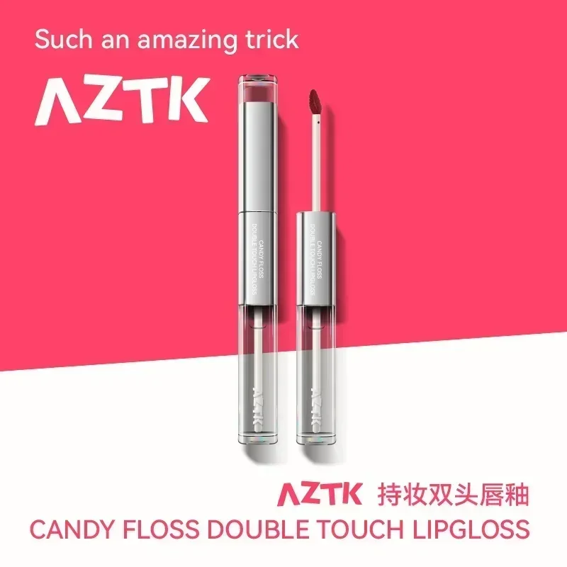 AZTK Double-head Lip Glaze Mirror Water Matte Lipstick Oil Non-stick Cup Long Lasting Lips Makeup