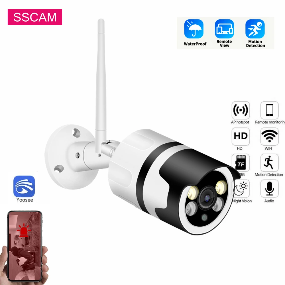 Yoosee Wifi Bullet Camera Outdoor 2MP Full HD Motion Detection Infrared Two Way Audio Wireless CCTV Camera with SD Card Slot