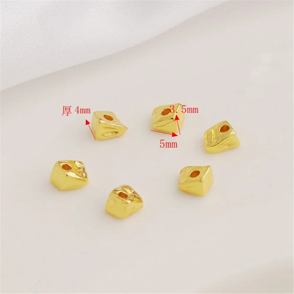 

14K Copper Gold-plated Triangle Beads Irregular Loose Beads Diy Handmade Jewelry Bracelet Necklace Beads Electroplated Light Gol