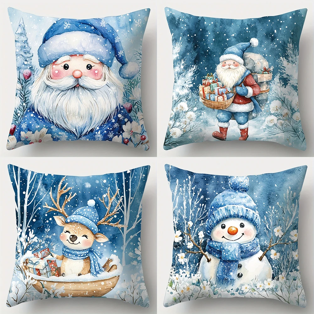 Christmas decoration pillowcase cute Santa Claus Snowman fawn pillow cover Sofa cushion cover home decoration New Year gift