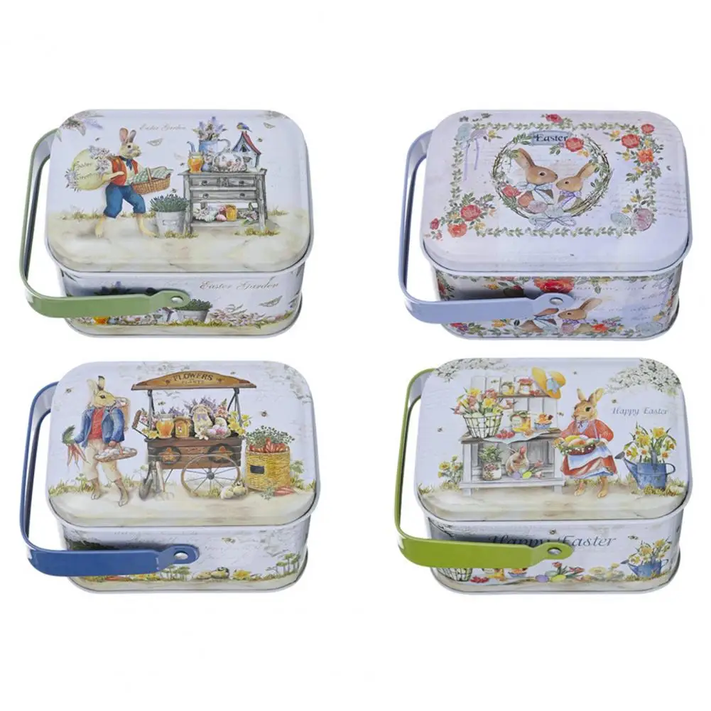 Reusable Tin Box  Vintage Portable Cookie Box  Easter Cookie Gift Tins