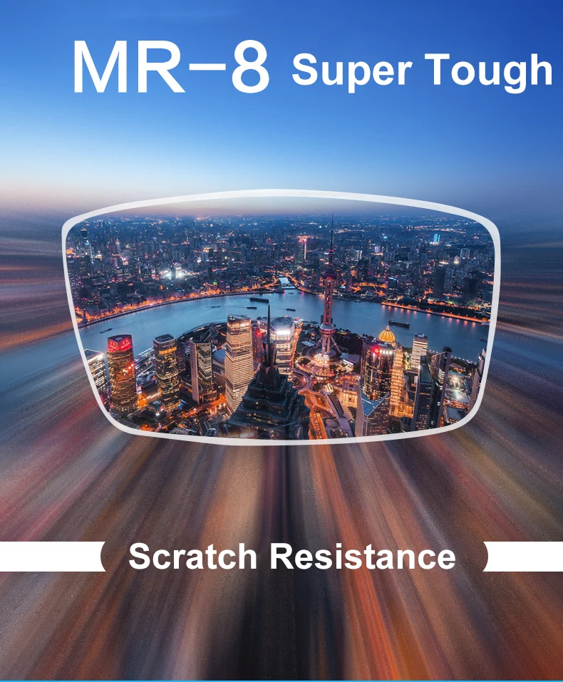 4-fach MR-8 Superrobuste Anti-Blaulicht-Optikgläser 1.56 1.61 1.74 Ultradünne Glas-Kurzsichtigkeits-Lesebrillengläser UV400 – Detail 2
