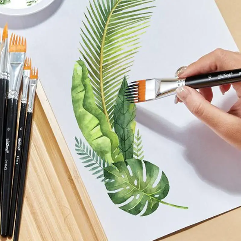 4Pcs Serrated Shape Paintbrush Set Landscape Leaf Art Brushes For Watercolor Oil Digital Painting Artist & Student Supplies