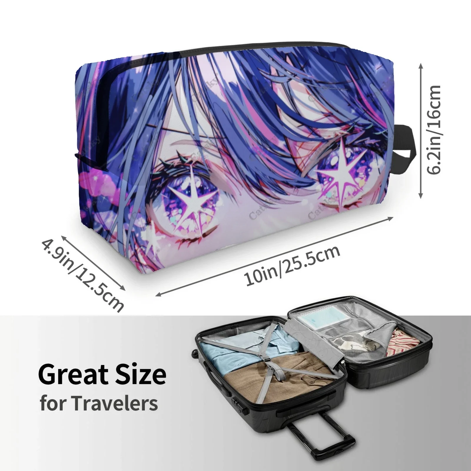 Bolsa de cosméticos Oshi No Ko Anime japonés para damas, caja de cosméticos de gran capacidad, almacenamiento de belleza, bolsa de cosméticos de lavado, moda