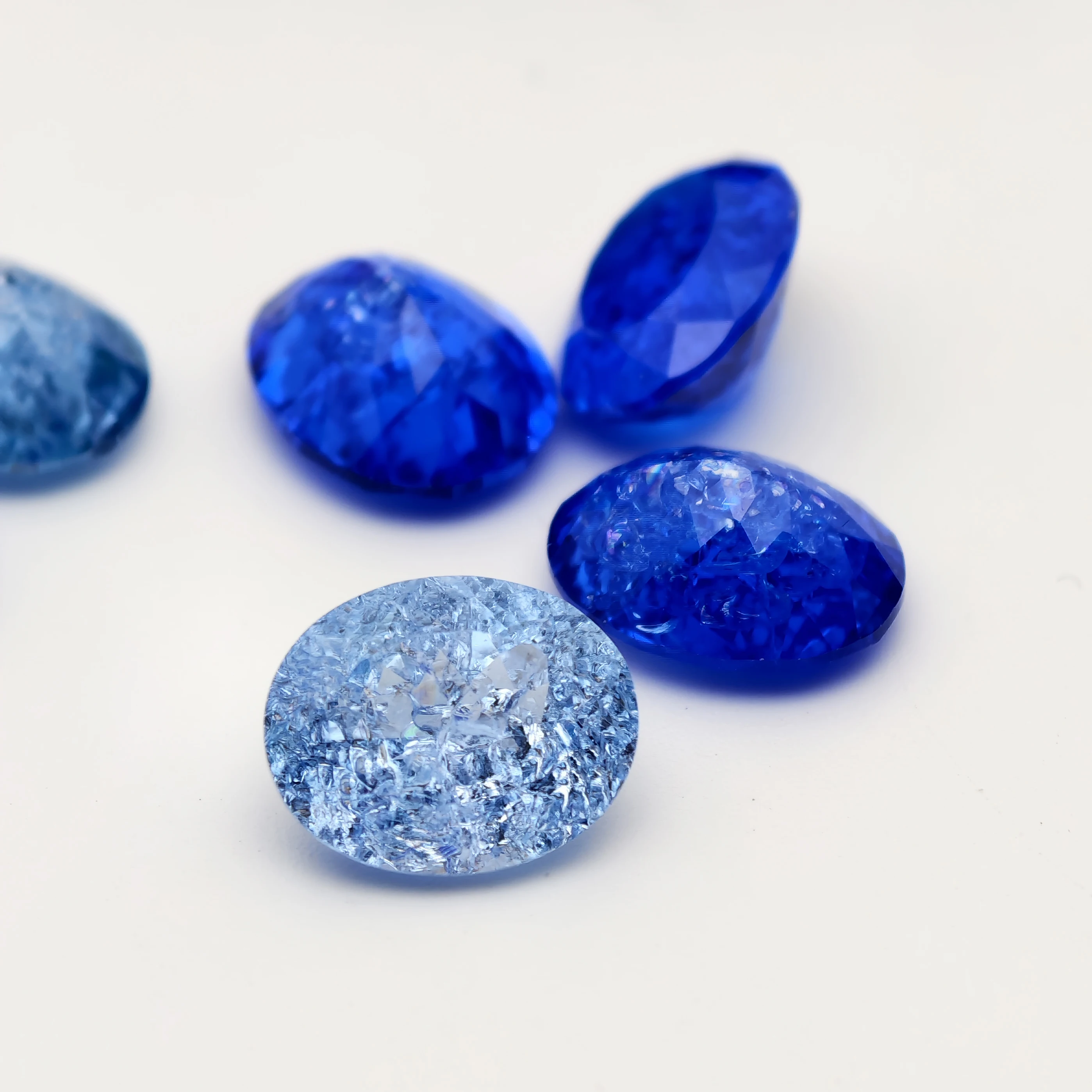 Royal Blue/Aquamarine Lab Grown Cobalt Spinel Oval Shape Cotton Ice Crack Loose Gemstone – Lab Diamonds for Jewelry Making