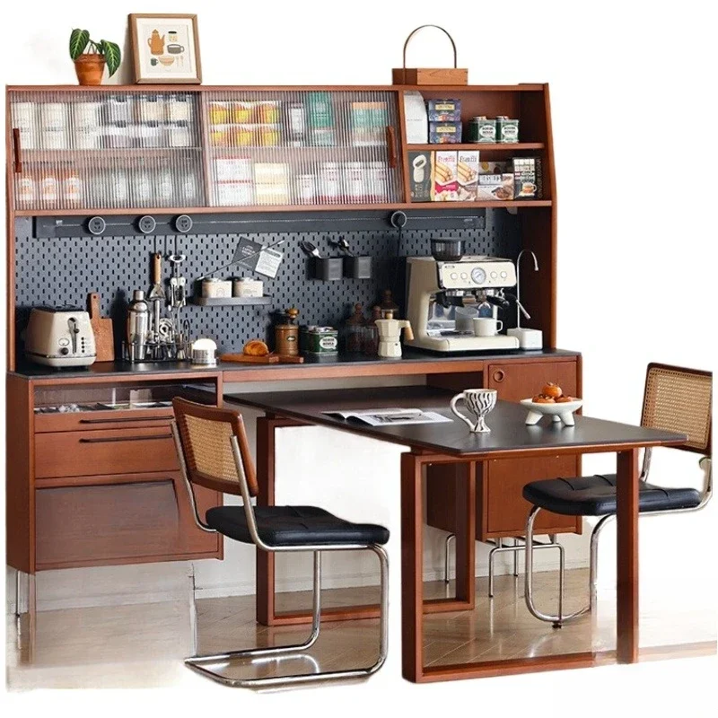 

Solid wood dining side cabinet dining table integrated cabinet Nordic retro kitchen wall locker storage cabinet