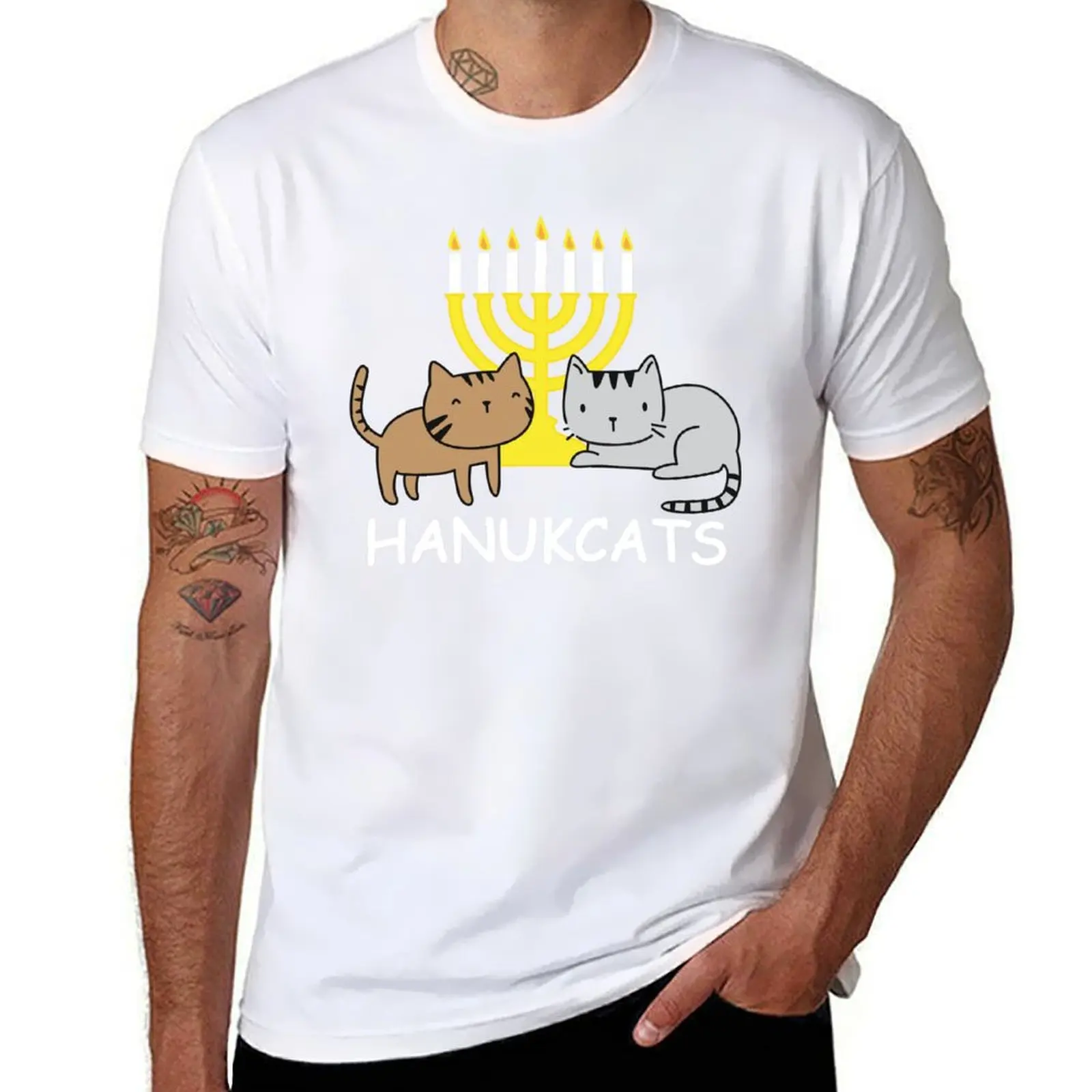 

Happy Hanukkah - Hanukcats! Funny Cat lover Hannukah gifts T-Shirt cotton t shirts high quality t shirt custom print T-Shirt