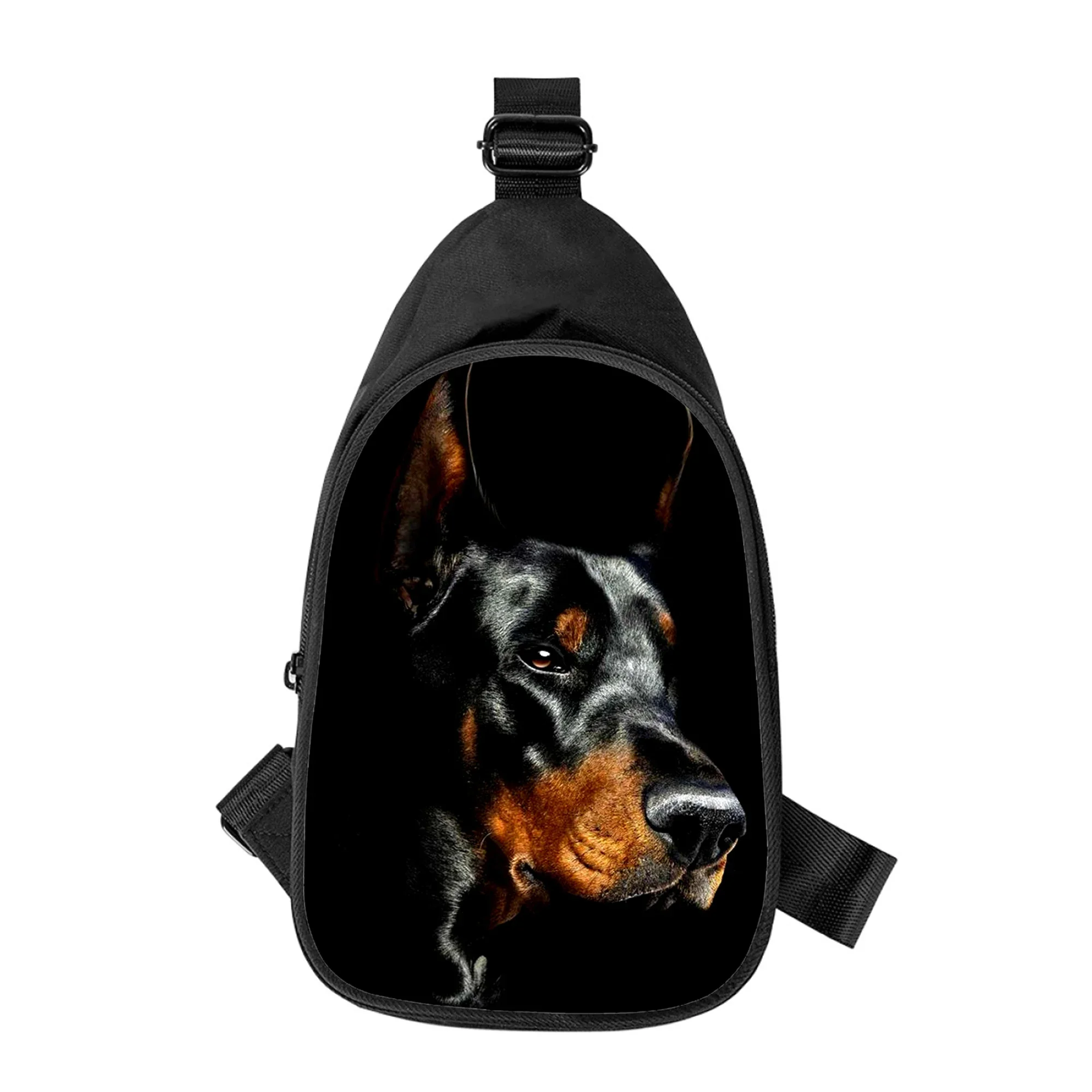 Doberman-Bolso de pecho cruzado con estampado 3D para hombre y mujer, bolsa de hombro, paquete de cintura escolar para marido