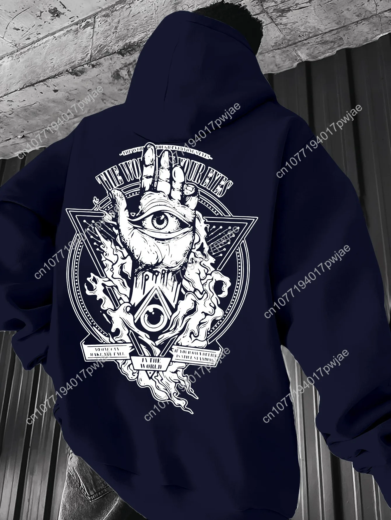 Мужская толстовка с капюшоном с геометрическим принтом — яркий красный повседневный пуловер с карманом-кенгуру, регулируемый капюшон на шнурке, обычный