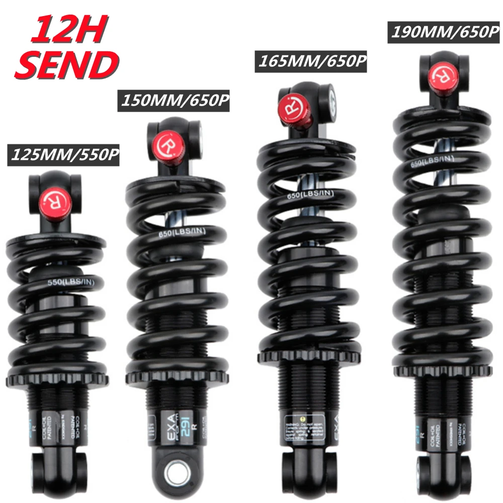 MTB Bicycle Rear Shock Absorber Spring 125/150/165/190mm Mountain Bike Suspension 550/650 Lbs Rear Shock Bicycle Accessories HOT