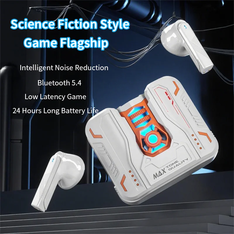

Wireless Bluetooth Earphone Cool Mecha Style Cool Light Effect Bluetooth 5.4 Noise Reduction Long Battery Life Play Game Headset
