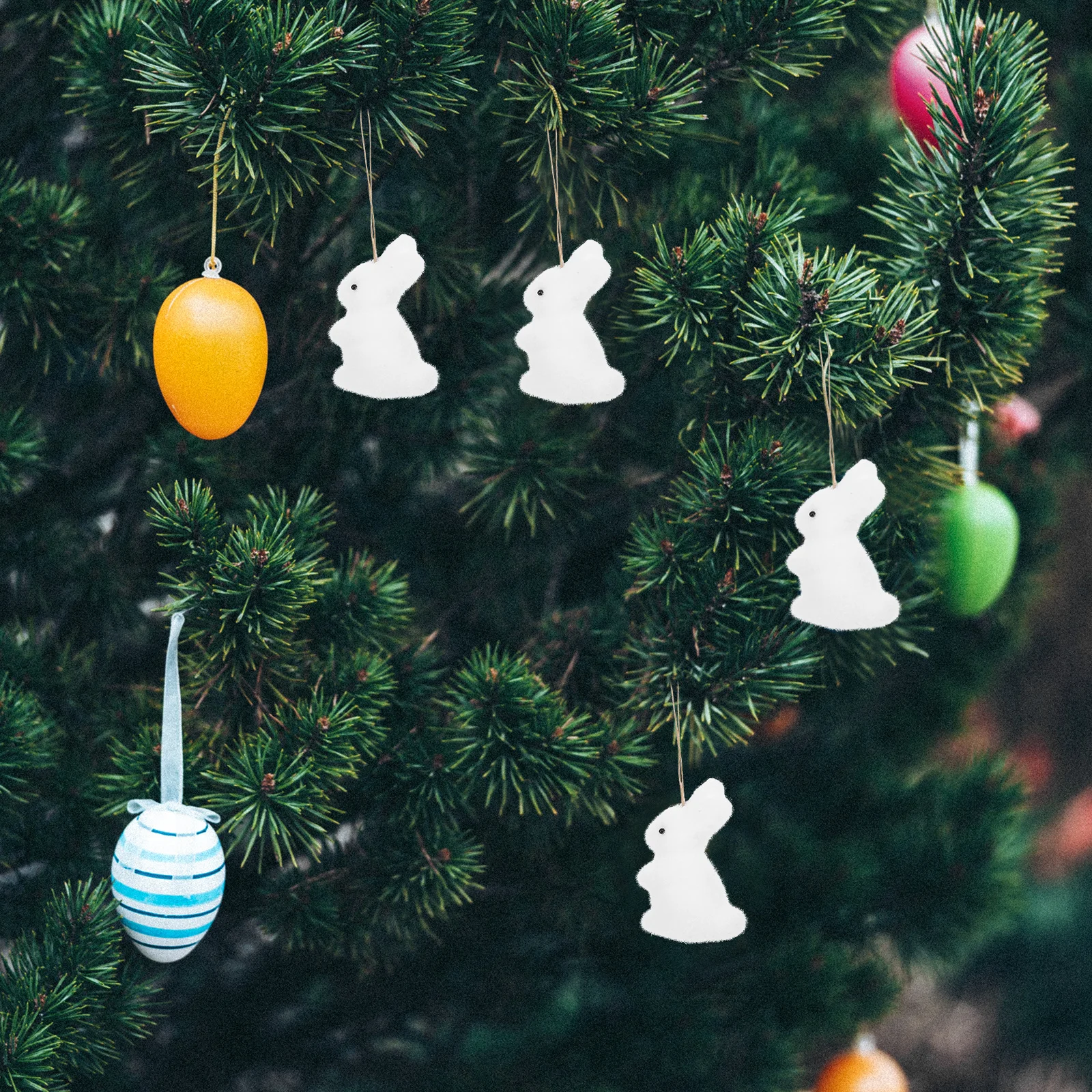 

12Pcs Hanging Rabbit Pendant Easter Bunny Decor Festive Door Ornament Exquisite Craft for Home Party Scene Decoration