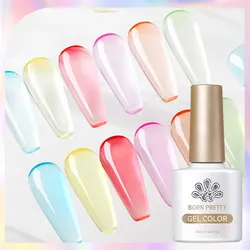 BORN PRETTY Jelly Nude Gel Nail Polish 10ml Spring Summer Light Pink Peach Translucent UV Light Cure Gel Varnish Nail Art DIY