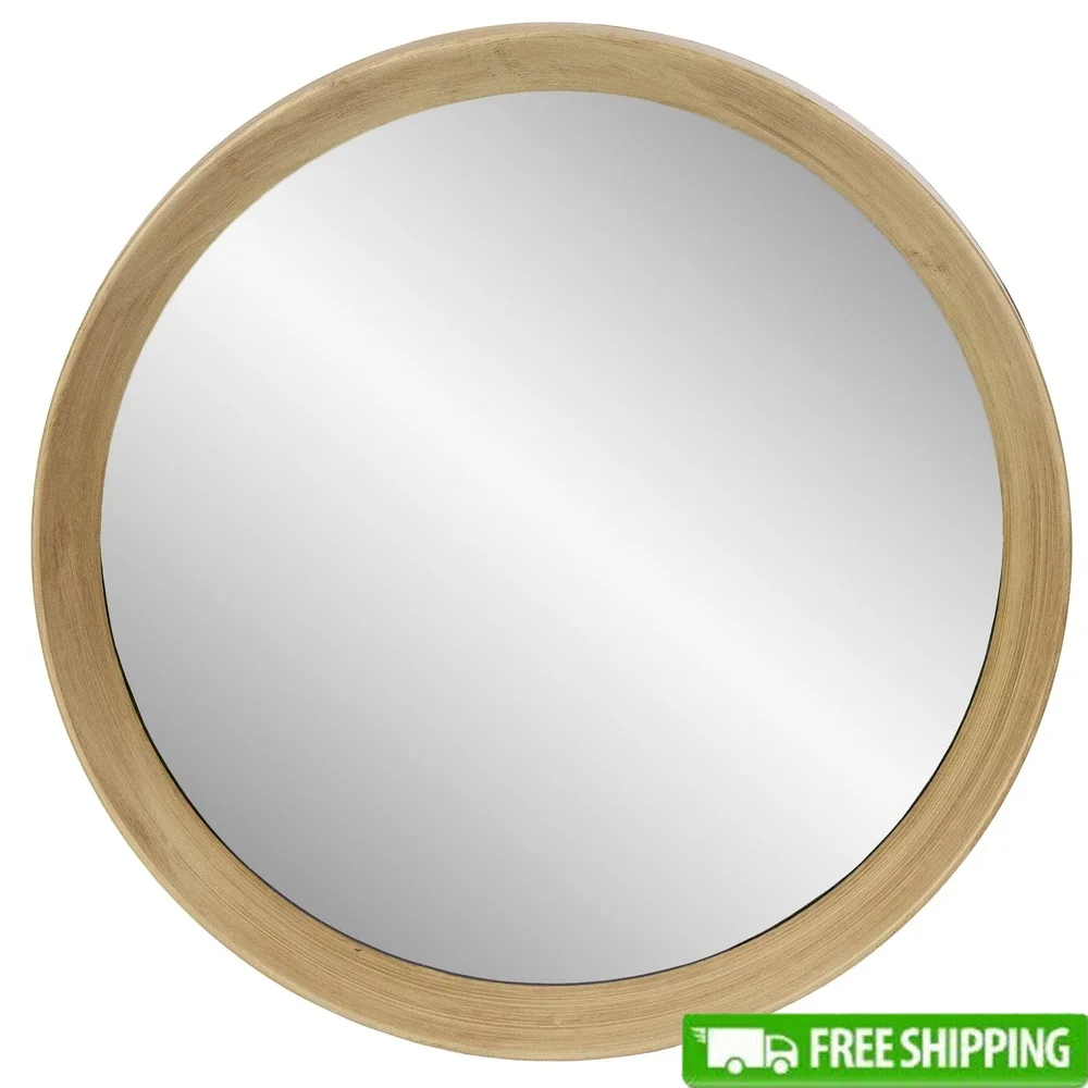 

Круглое настенное зеркало, декоративное морское стильное зеркало с золотой отделкой, деревянное акцентное зеркало для домашнего использования, простые крючки для размещения