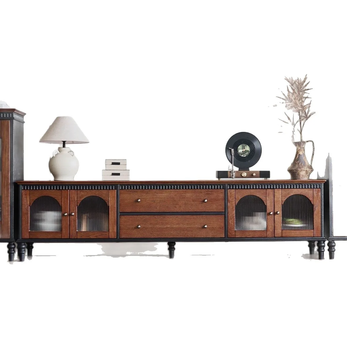 

French solid wood TV cabinet home small apartment storage floor-to-ceiling cabinet living room retro coffee table combination