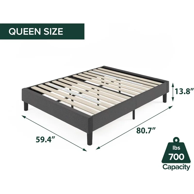 Curtis Upholstered Platform Bed Frame, Mattress Foundation, Wood Slat Support, No Box Spring Needed, Eco Friendly WonderBox