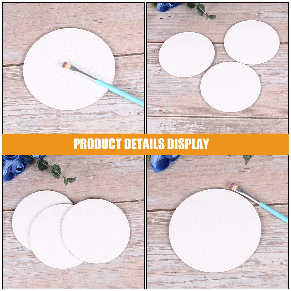 Fotografia 4: 8 Peças de Tábuas Redondas de Lona para Pintura, 4 Polegadas, em Branco, para Pintura a Óleo, Acrílica, Aquarela, Artesanato DIY e Artistas