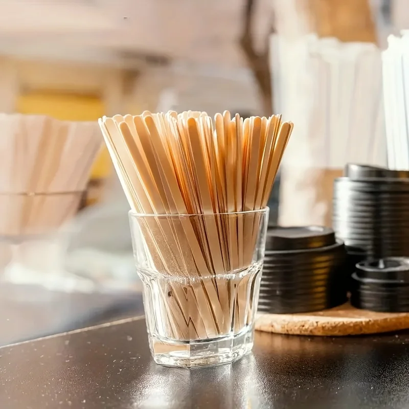 500PCS Coffee Stir Sticks Disposable Wooden Coffee Stirrers Hot Cold Drinking Stir Beverage Stir Sticks Ice Cream Lolly Popsicle