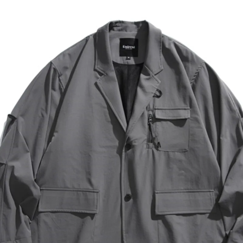 Blazer Spring Autumn New Man Japanese Safari Style Multi-Pocket Oversized Vintage Trendy Niche Chic Casual Suit Coat