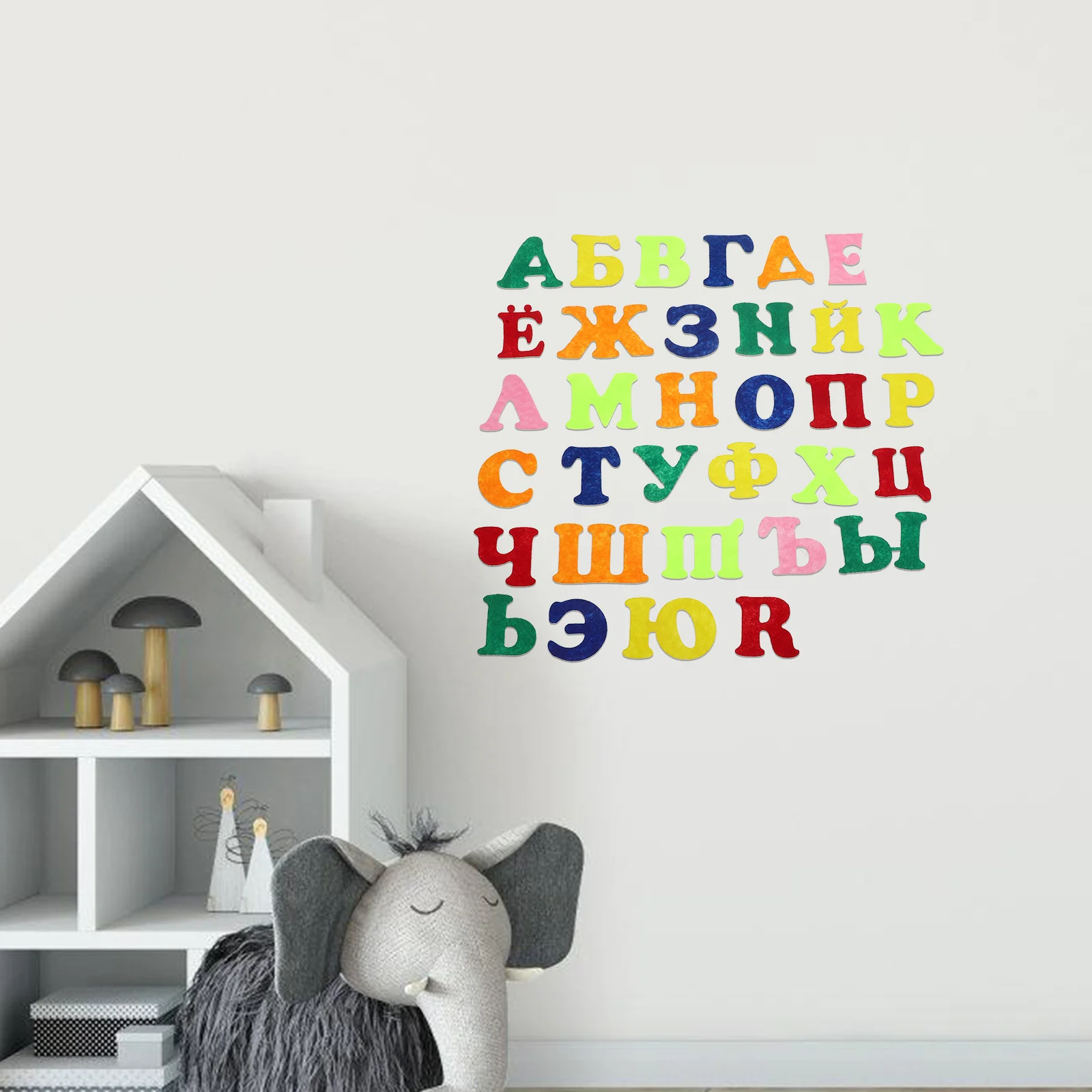 1Set Russian Alphabet Felt Stickers Early Education Wall Decor for Kindergarten Classroom Learning Letters DIY Arts Craft