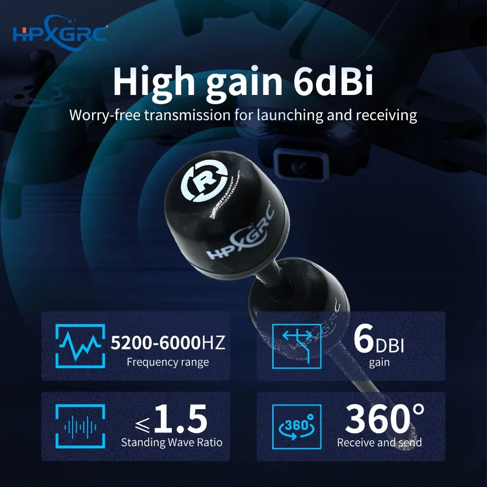 HPXGRC 5.8G Dual Antenna RHCP High Gain SMA/RP-SMA Transmitter Antenna for FPV RC Drone Parts Accessories