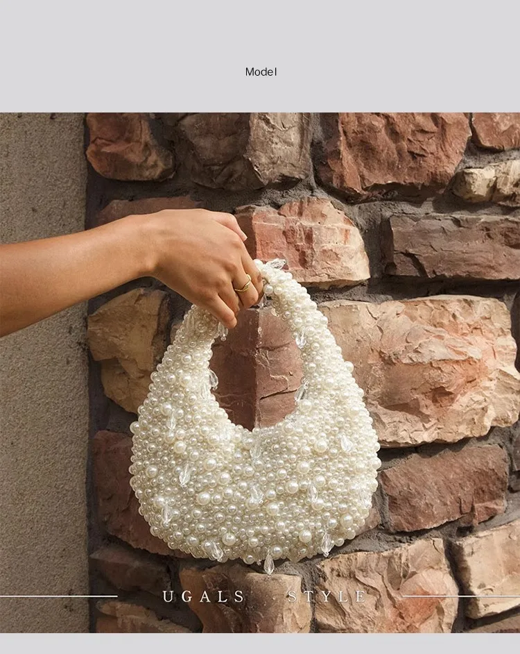 

Transparent Beads Beading Exquisite Banquet Bag Pearl Beaded Handmade Women Handbag Wedding Party Clutch Purse Shoulder Bag