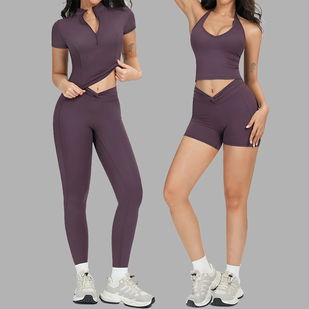 

2PCS Yoga Suit Gym Fitness Set Sports Set Women Tracksuit Workout Crop Top Clothes Female Short Sleeve Sports Bra Athletic Wear