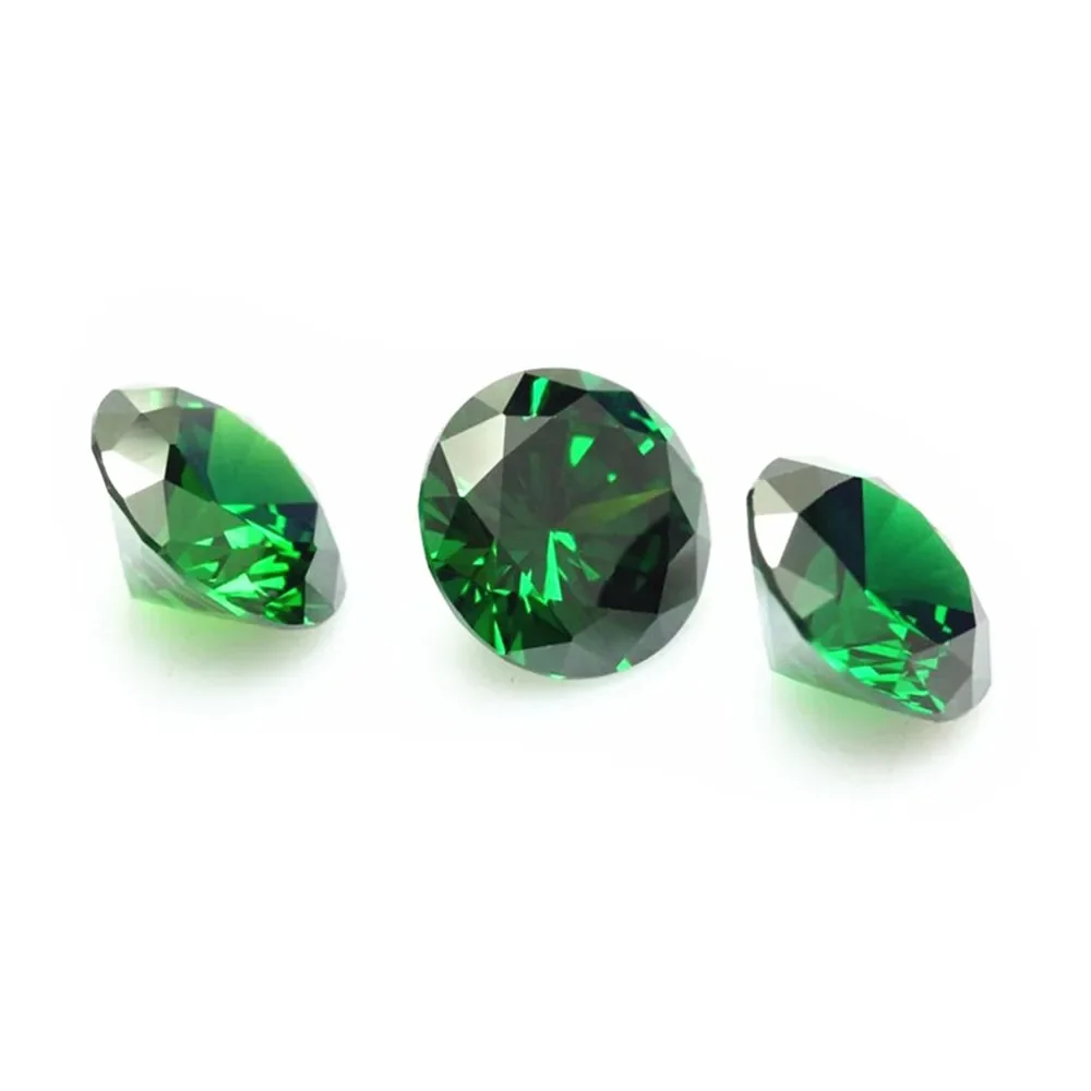 High Quality Emerald Round Faceted Gemstone Brilliant Cut Medium Green Emerald Gem