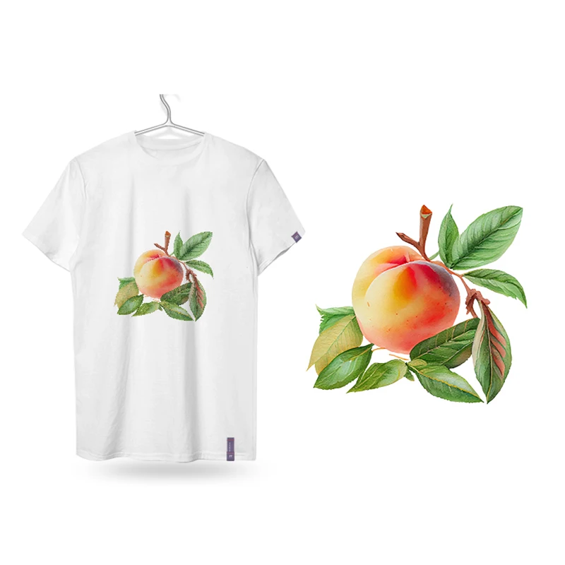 Hand-painted Watercolors With Juicy Peaches Dtf Transfer Dtf Transfers Ready to Press Iron on Transfers for T Shirts Patch DIY