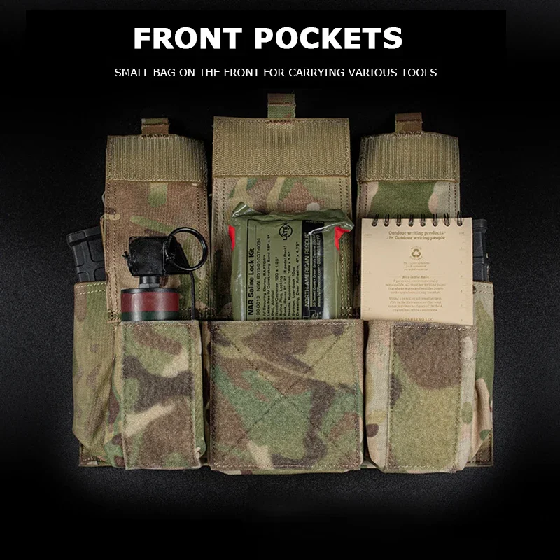 Hunting Quadruple Magazine Pouches 5.56mm Tactical Vest Front Chest Rig Flap Attach Panel for M4 M14 M16 AR Magazines view 6
