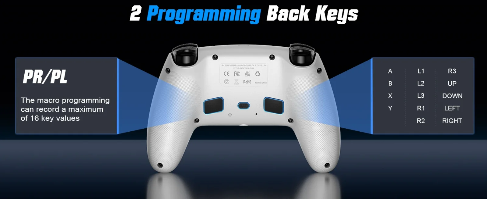 Für Playstation 5/PS5 Pro/Slim/PC RGB BT Kabelloser Controller mit Dual-Shock-Marko/Turbo-Programmfunktion, 3,5-mm-Audioanschluss, Gamepads – Detail 31
