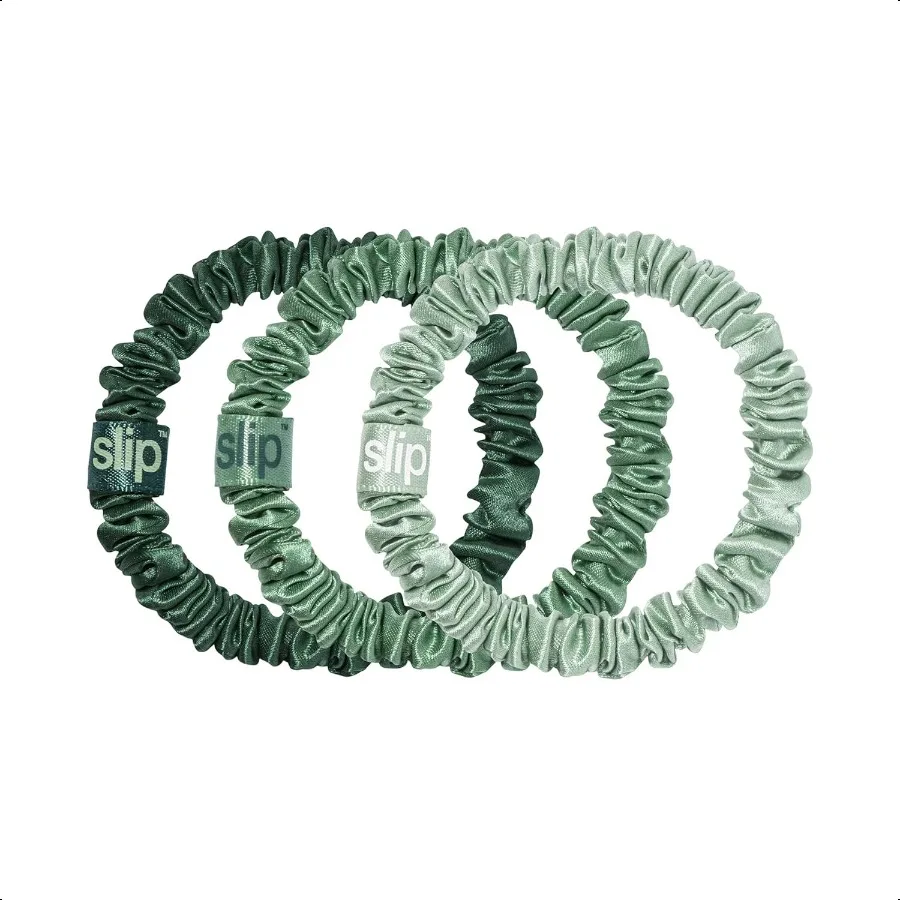 

Exclusive Skinny Scrunchies: AntiCrease AntiBreakage silk Design Protects Delicate Hair Includes 3 Pure Silk Scrunchies Fresh