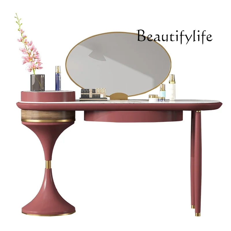 

Light Luxury Italian Dressing Table Bedroom High Sense Integrated Stone Plate Dresser 1.2 M