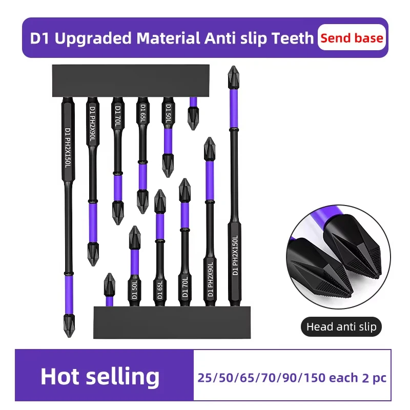 25-150mm Magnetic Screwdriver Bits Non-slip Shockproof Phillips Impact Bits Hex Shank Alloy Steel Bits Suitable for Power Tools