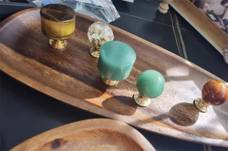 Natuurlijke Erts Messing Meubilair Handvat Lade Knop Groene Jade Handgrepen Voor Keuken Wijnkast Deur Kast Kledingkast Trekt Diy