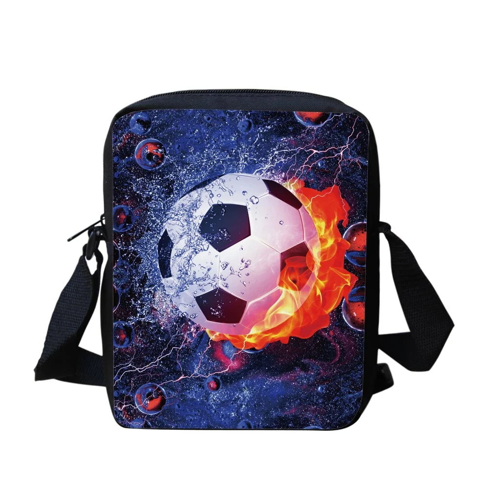 Bolso con estampado 3d de fútbol, baloncesto y fútbol para hombre, bandolera negra para chicas, bandolera con correa