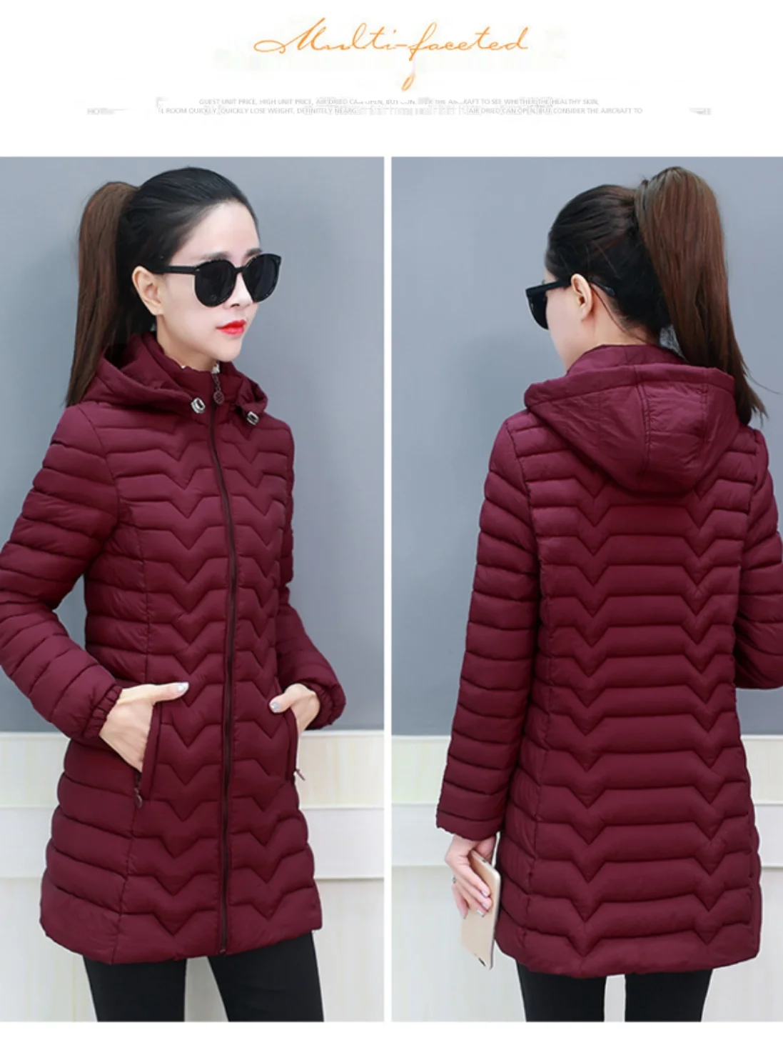 

Women's Mid-Length Thiened Winter Faion down Cotton Jaet Sli Slimming Bla Cotton Coat Korean Sle Commute