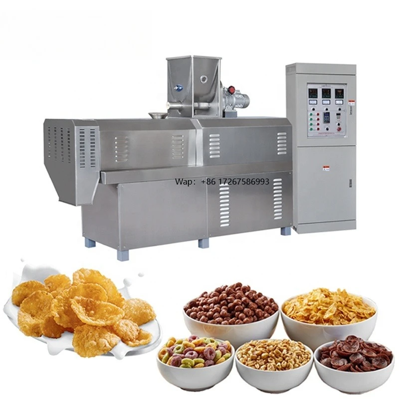 خط معالجة رقائق الذرة الأوتوماتيكي آلات صنع وجبات خفيفة من حبوب الذرة كوكو بوبس الإفطار